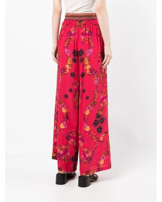 Camilla Red View From The Veil Floral-Print Silk Pants