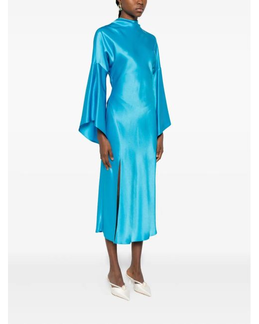Pinko Flared-Sleeve Slit Dress in Blue | Lyst UK