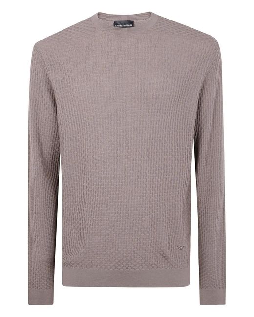 Emporio Armani Brown Round Neck Sweater for men