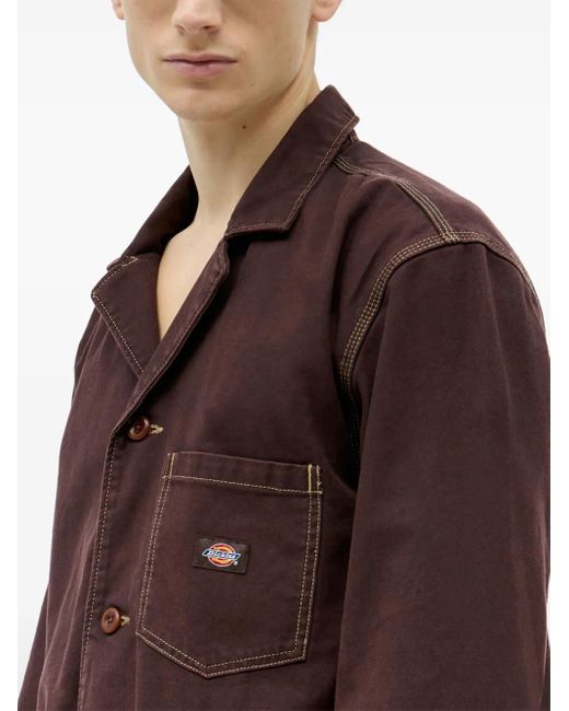 Dickies Brown Button-Fastening Logo-Patch Jacket for men