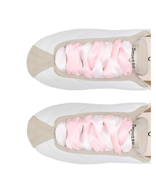 Repetto White Ribbon Lace Up Sneakers