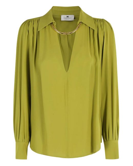 Blusa Con Colletto di Elisabetta Franchi in Green