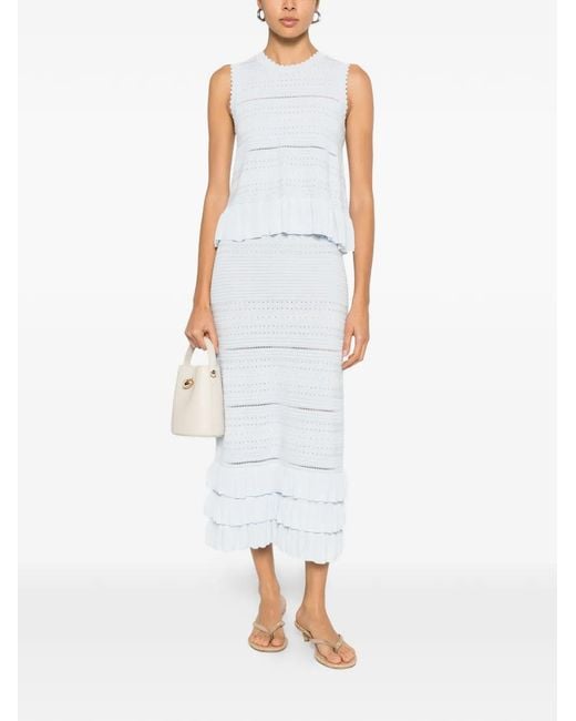Maje White Ruffled Knit Top