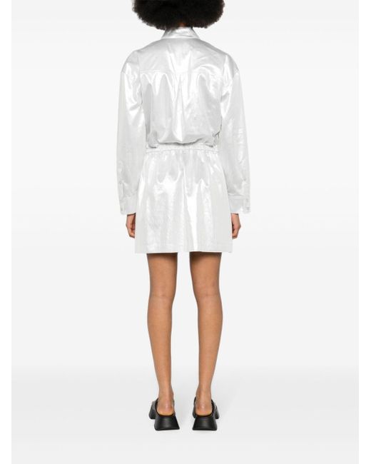 Pinko White Metallic-finish Shirt Dress