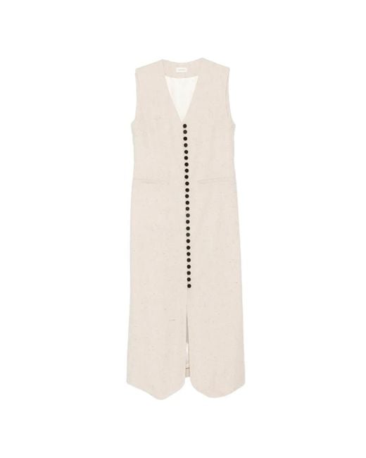 By Malene Birger White Asadin Button-Up Sleeveless Midi Dress