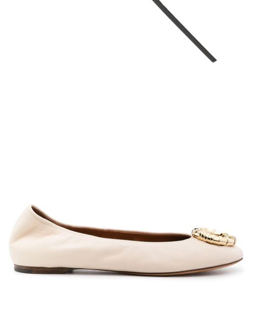 Lanvin Natural Melodie Leather Ballerina Shoes