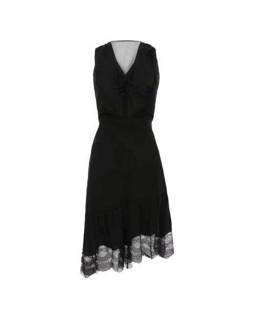 Victoria Beckham Black Lace-Trim Mini Dress
