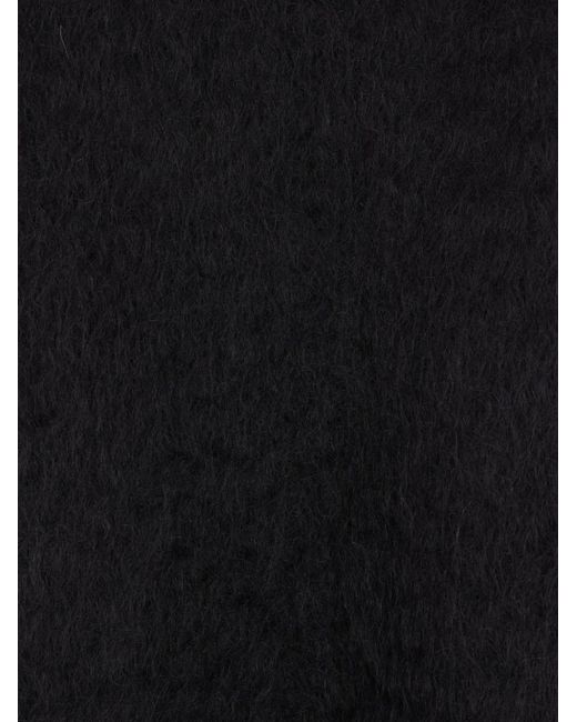 Daniela Gregis Black Removable-Scarf Crew-Neck Coat