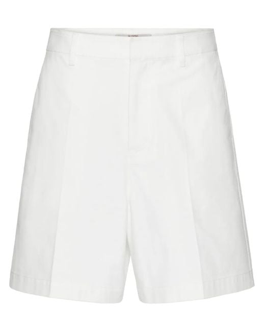 Valentino Garavani White V-Detail Canvas Bermuda Shorts for men