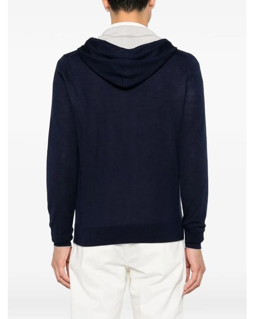 Eleventy Blue Drawstring Hoodie for men