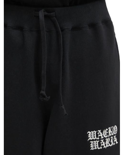 Wacko Maria Black Drawstring Logo-Detail Track Pants for men
