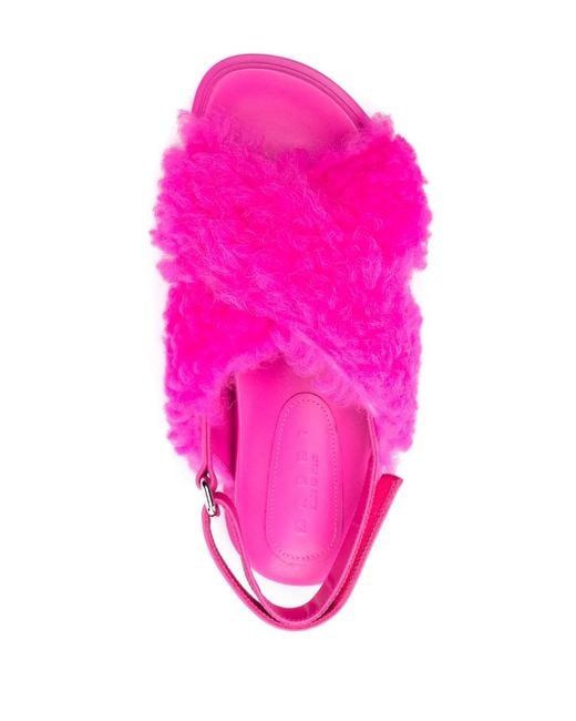 Marni Pink Fussbet Shearling Sandals