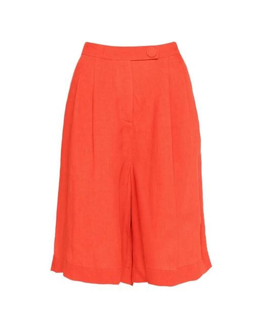 Eres Red Wide-Leg Bermuda Shorts