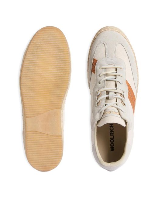 Woolrich White Doubleu Suede-Detail Sneakers for men