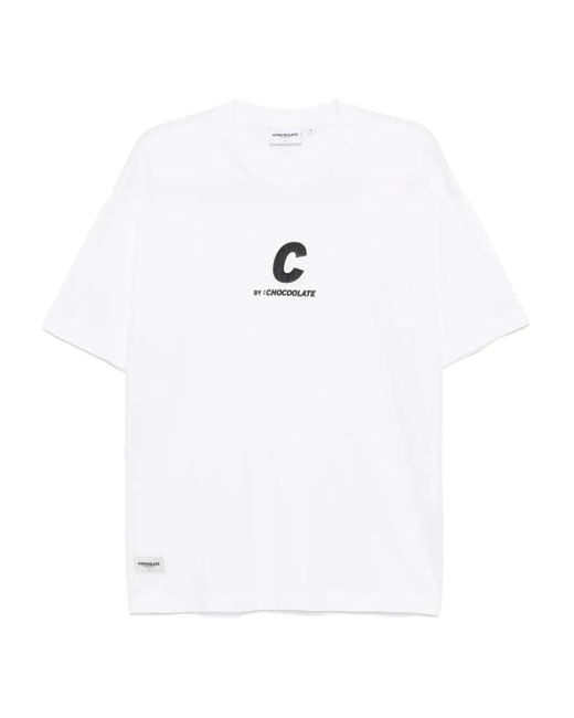 Chocoolate White Logo-Print T-Shirt for men