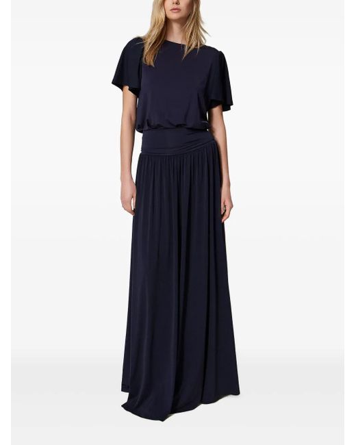 Twinset Blue Strapless Pleated Maxi Dress