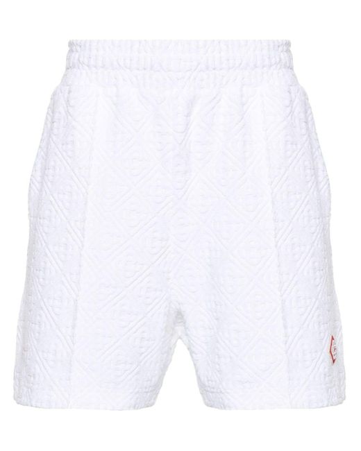 Casablancabrand White Logo-jacquard Cotton-blend Shorts for men