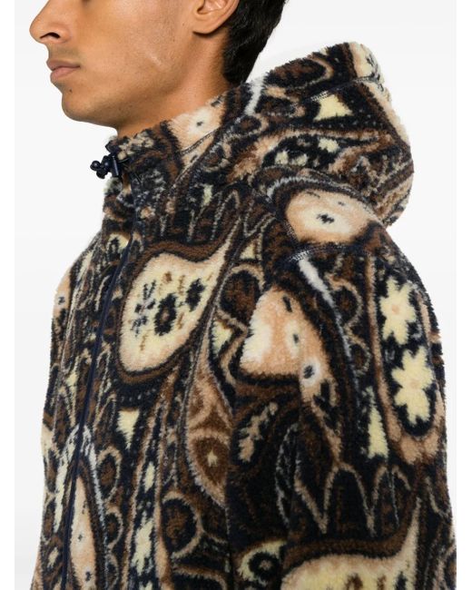 Drole de Monsieur Black Paisley-Print Faux-Shearling Jacket for men