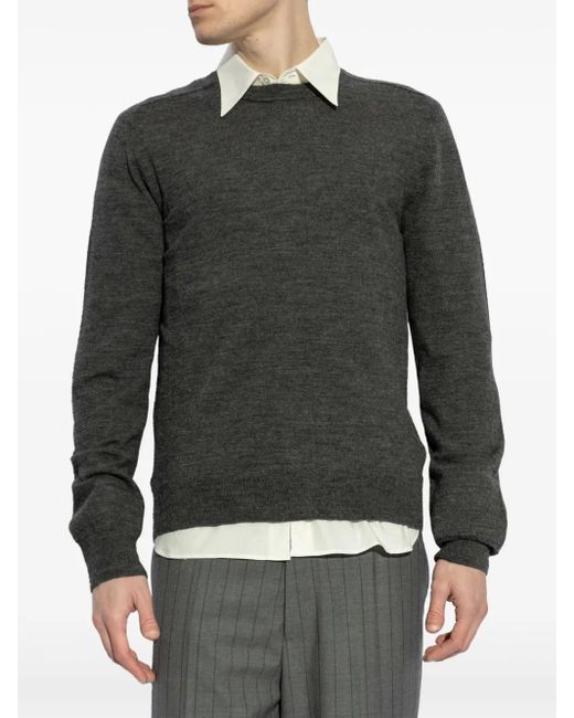 Maison Margiela Gray Crew-Neck Wool Jumper for men