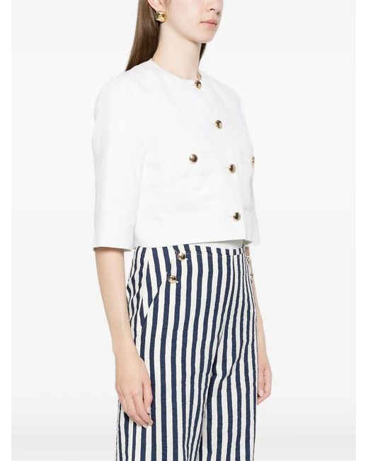 Maje White Veste À Coupe Crop