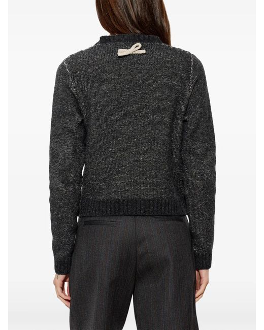 Moschino Black Textured Knit Sweater With Decorative Bows
