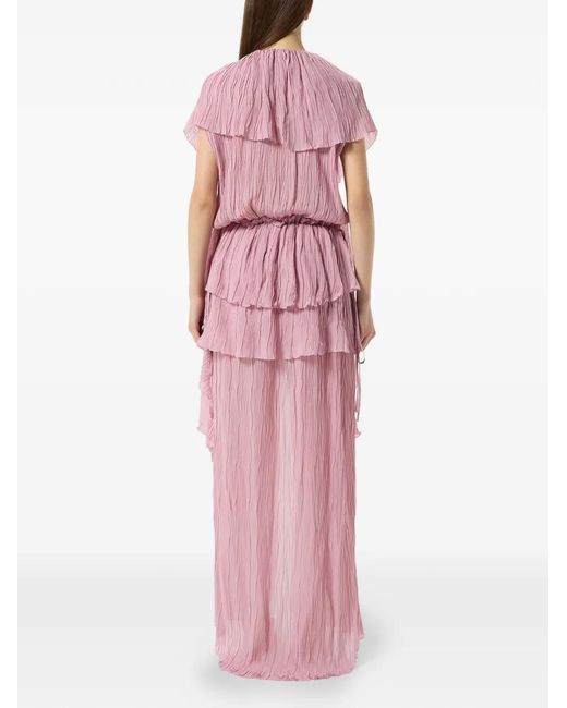 Blumarine Pink Pleated Ruffled Dress