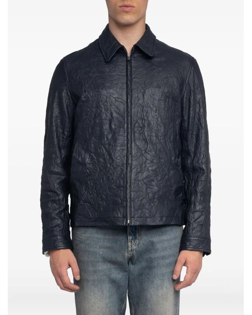 Zadig & Voltaire Blue Loumy Leather Jacket for men