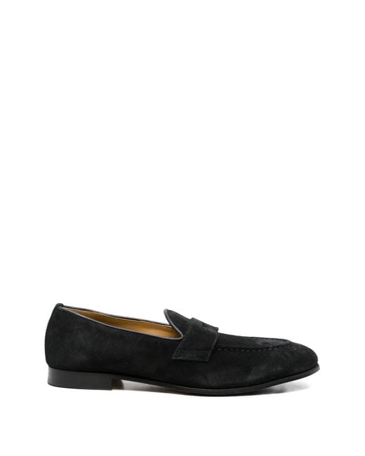Calpierre Black Penny-Strap Leather Loafers for men