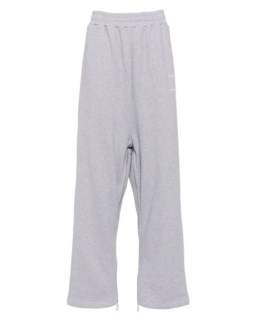 Setchu Gray Logo-Embroidered Pants