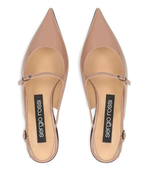 Sergio Rossi Natural Pointed-Toe Slingback Pumps