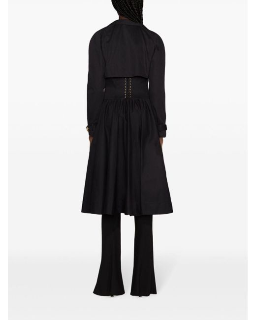 Elisabetta Franchi Black Corset-style Cotton Trench Coat