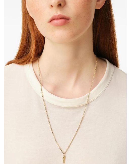 AMI White Hammered Number Pendant Necklace