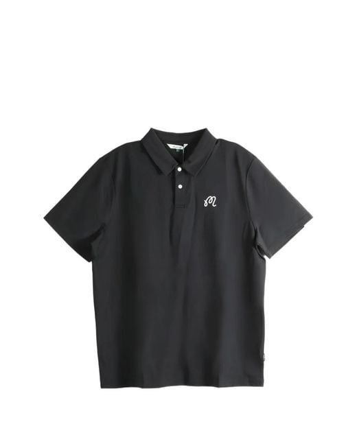Malbon Golf Black Button Embroidered Polo Shirt for men