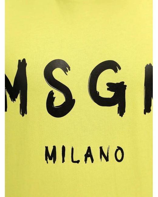 MSGM Yellow Logo-Detail T-Shirt for men