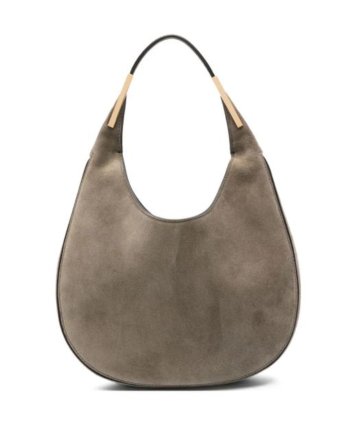 SAVETTE Gray Small Florence Suede Top-Handle Shoulder Bag