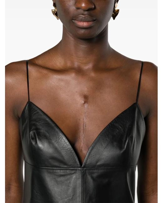 Fabiana Filippi Black Panelled Leather Tank Top