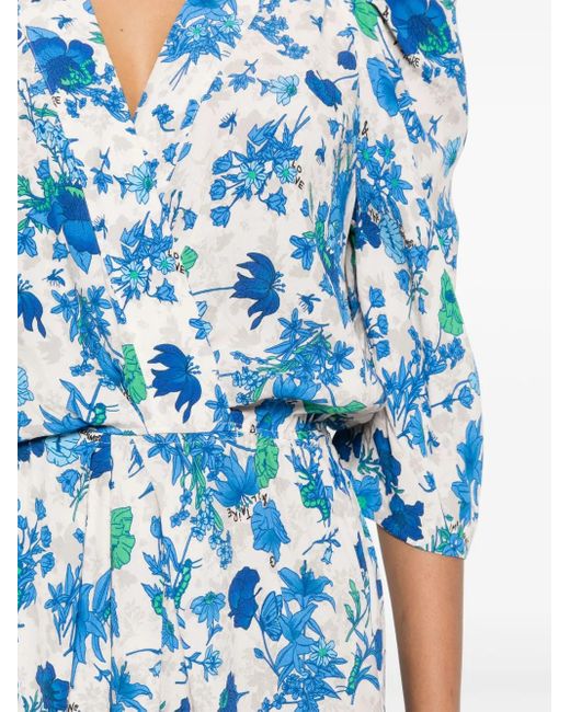 Robe Mi-Longue Ruz À Fleurs Zadig & Voltaire en coloris Blue