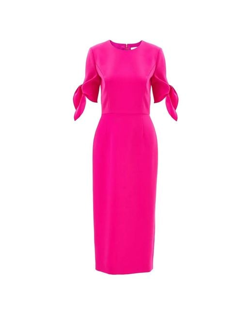 Carolina Herrera Pink Tie-Sleeve Midi Dress