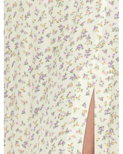 Mar De Margaritas White Roxana Floral-Print Side-Slit Midi Skirt