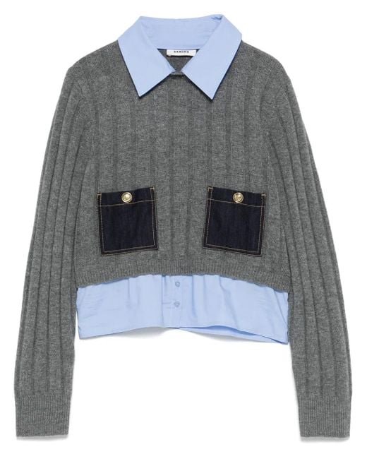 Sandro Gray Layered-Effect Sweater