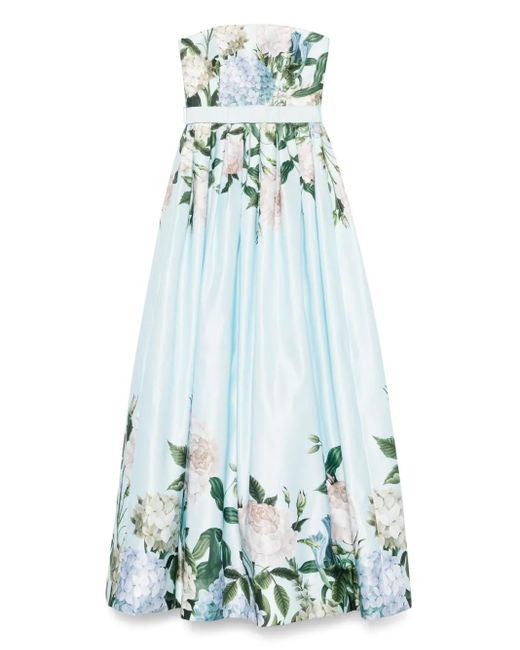 Nissa Blue Taffeta Corset Gown