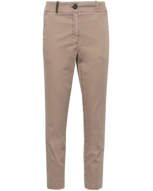 Peserico Pressed-crease Tapered Trousers in het Natural