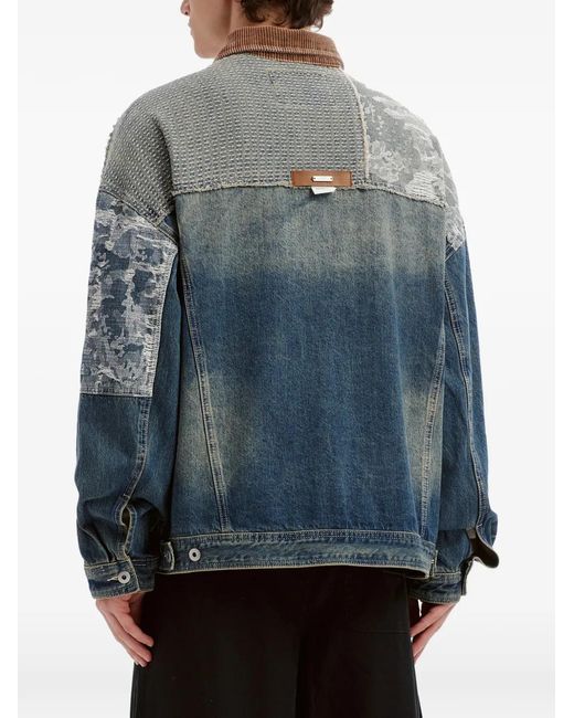 Musium Div. Green Patchwork Denim Jacket for men