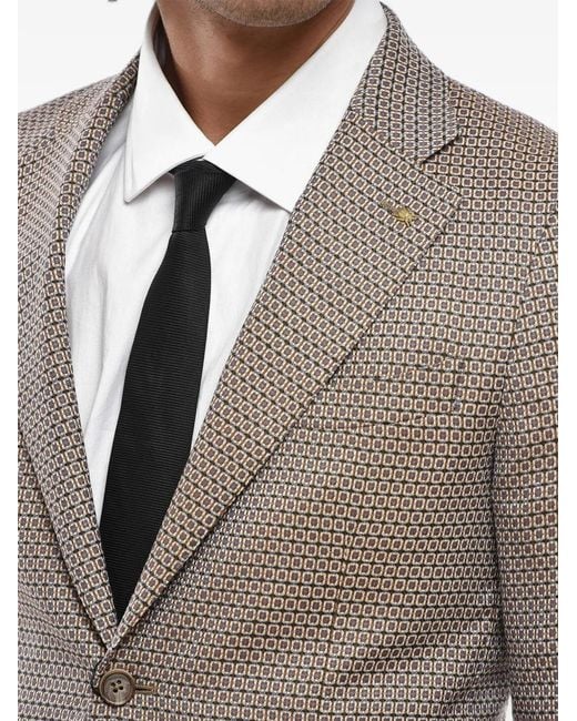 Corneliani Gray Geometric-Pattern Wool Blazer for men