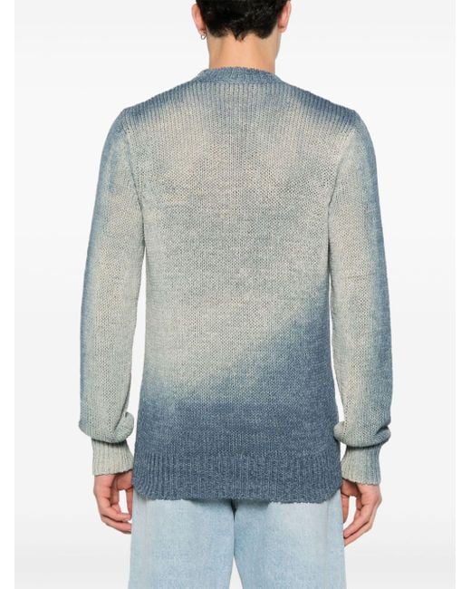 Roberto Collina Blue Washed Open-knit Jumper for men
