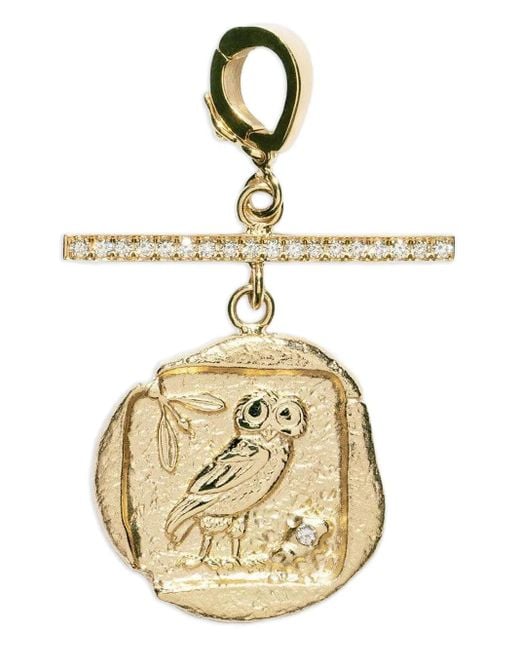 Azlee Metallic 18K Owl Athena Diamond Pendent