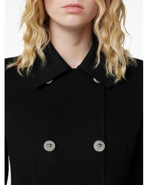 Versace Black Wool-Cashmere A-Line Coat