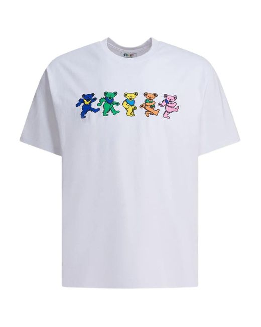 Thisisneverthat White Dancing Bears-Print Cotton T-Shirt for men