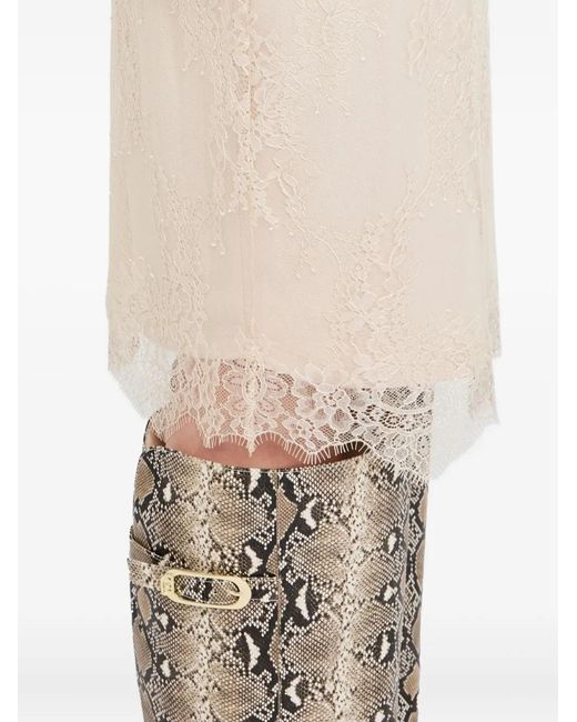 Liu Jo Natural Lace Scalloped-Hem Mid Skirt