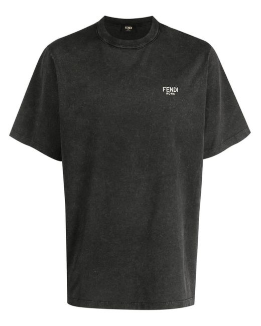Fendi T-shirt Met Logo-reliëf in het Black voor heren